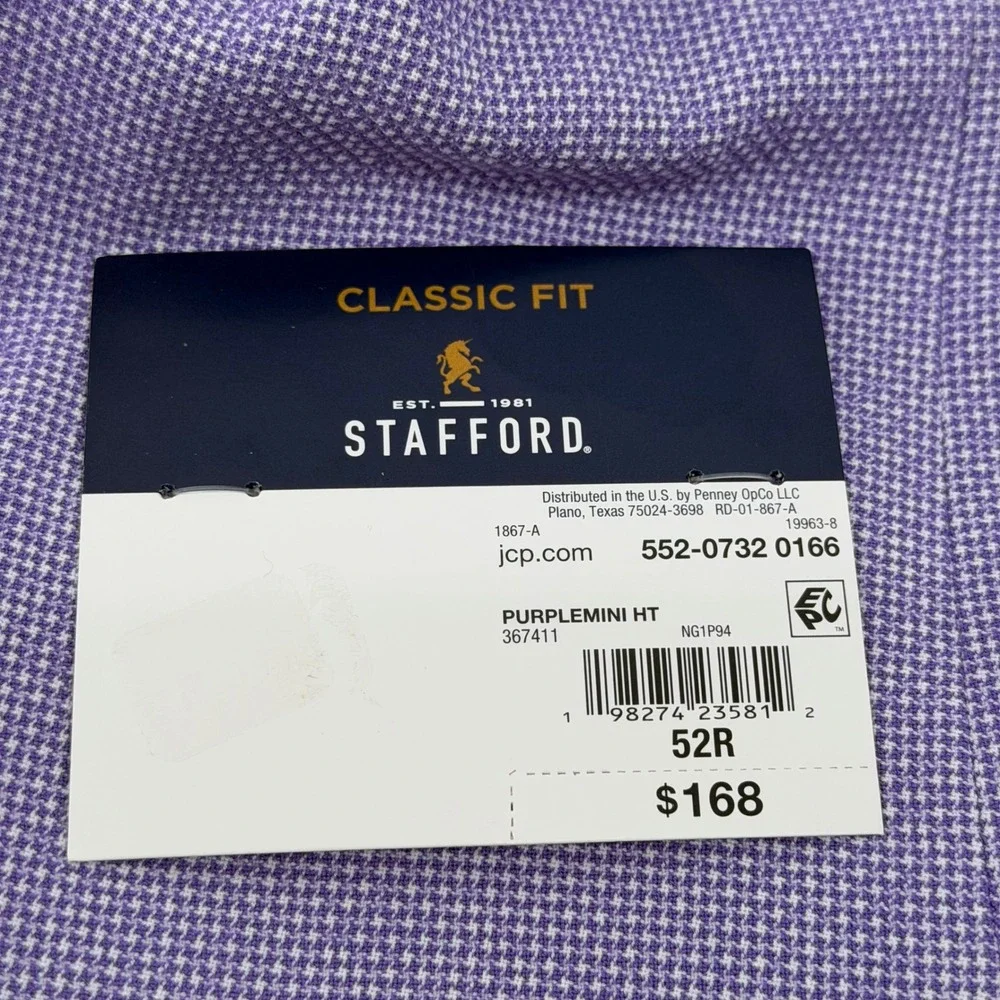 Stafford Sport Coat Mens 52R Purple Classic Fit Seasonal Textures Blazer NWT